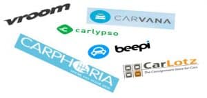 vroom, carvana, carphoria, beepi, carlotz online car dealers