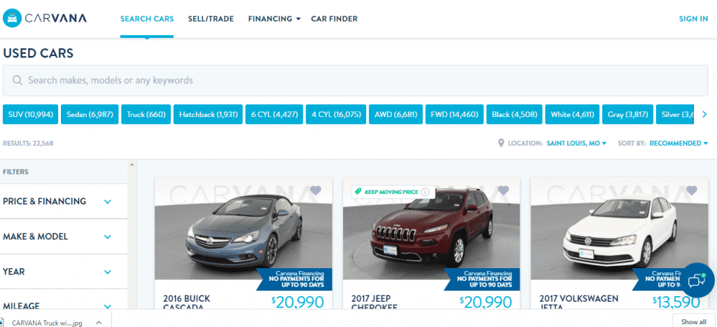 CARVANA VEHICLE SEARCH