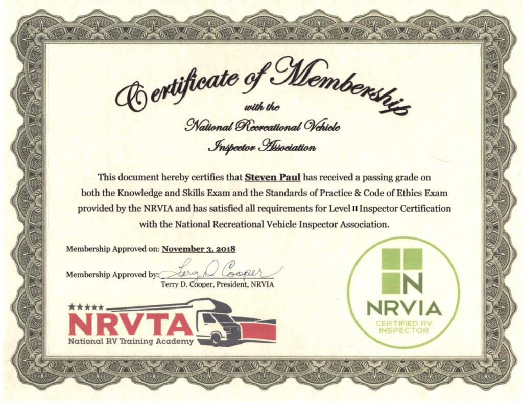 NRVIA Certificate