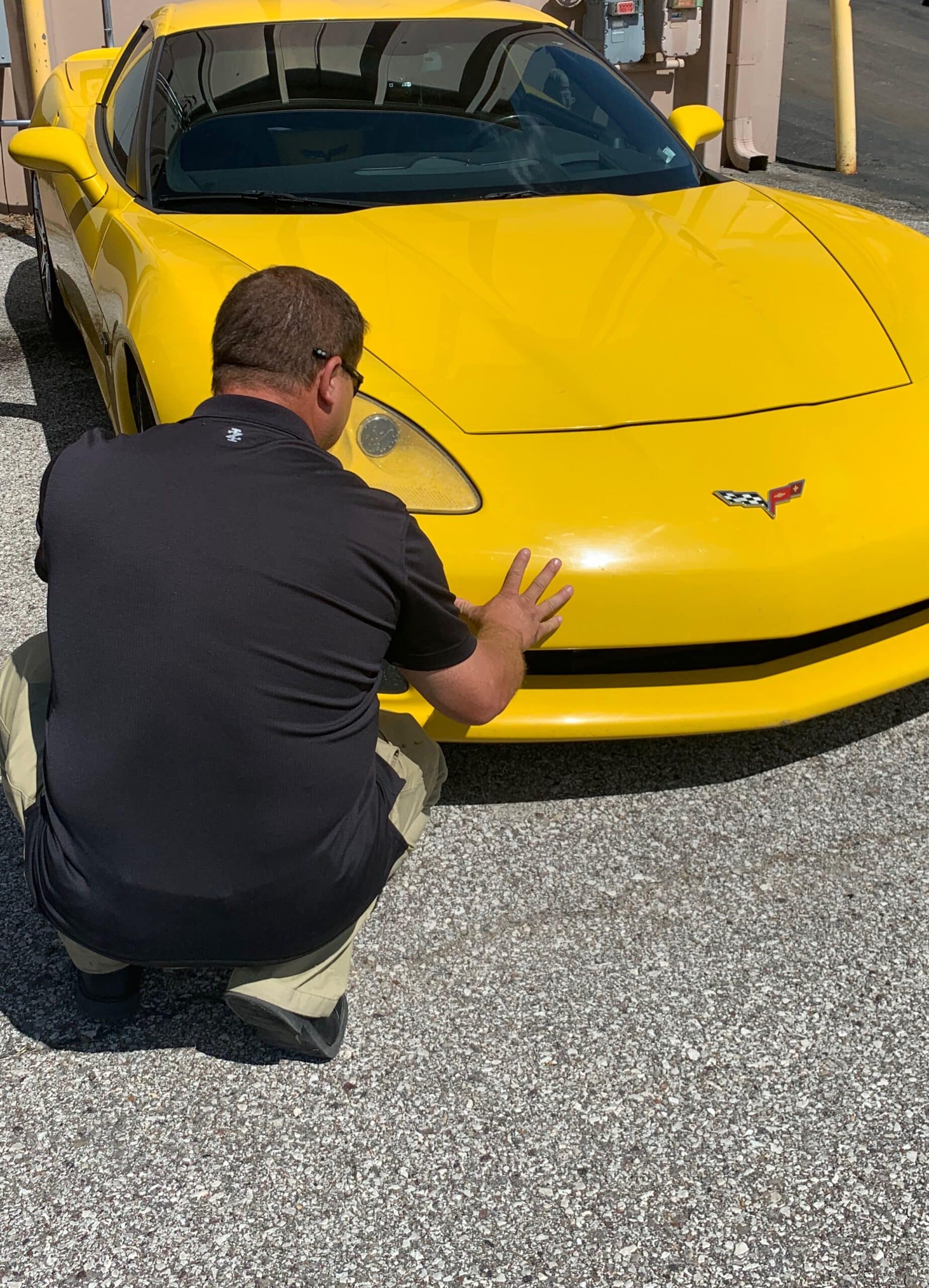 Steve Inspecting Corvette for Undisclosed Paint