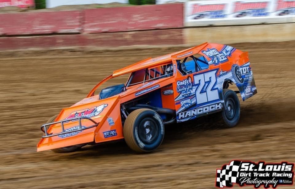 Timmy Hancock Jr. slinging some dirt at Highland Speedway in Highland, IL